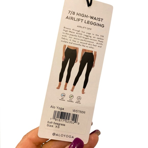 NWT Alo Yoga 7/8 airlift leggings SOFT SEAGRASS Size XS - Picture 4 of 4
